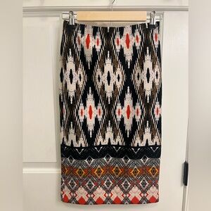 Anthropologie Maeve Iguaza Aztec Print Pencil Skirt small